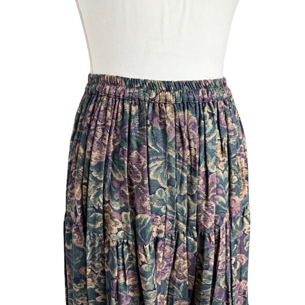 Vintage Cactus Flower Floral Tapestry Western Skirt Cottagecore Boho Midi Size S - Picture 2 of 6